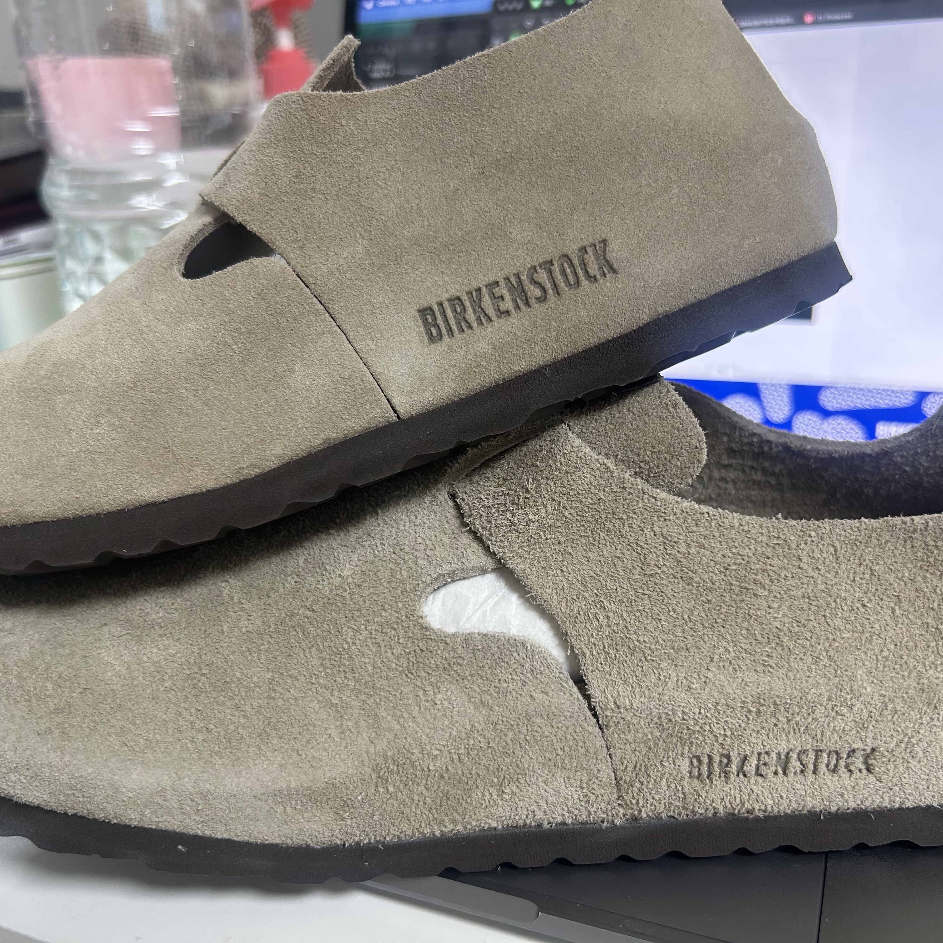 Birkenstock London BS Suede Leather Taupe - Regular 착용 스타일 - 3