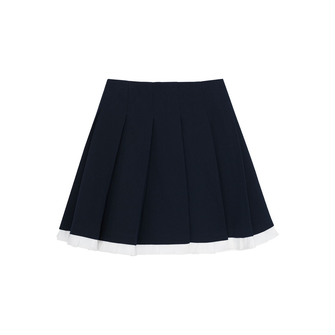 슈슈통 우먼 패치워크 레이스 와이드 플리츠 스커트 네이비 블루 - 25FW(Shushu/Tong Women Patchwork Lace Wide Pleat Skirt Navy Blue - 25FW)