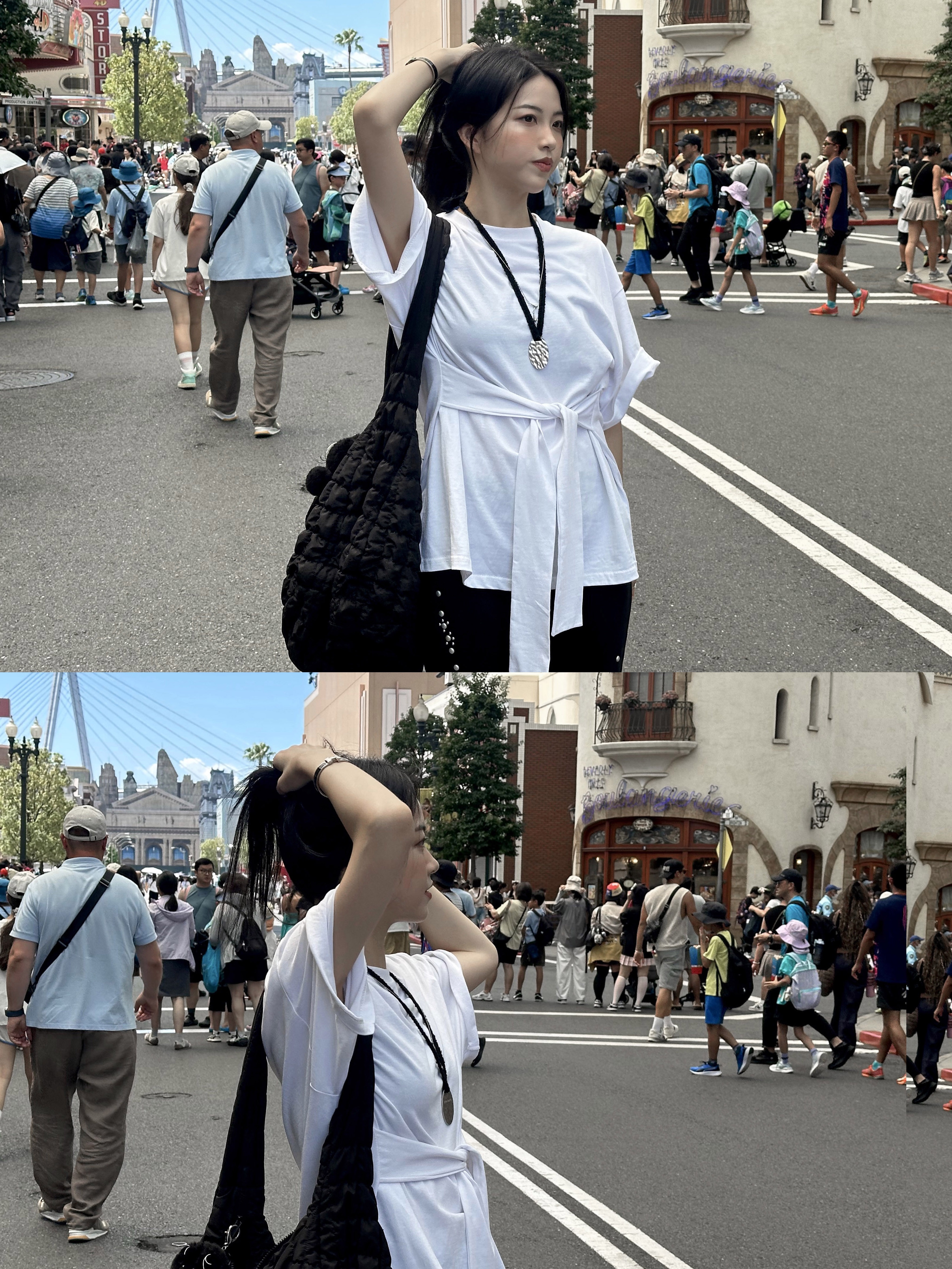 COS Quilted Oversized Shoulder Bag Black, Gucci Trademark Ring With Heart Pendant Silver 착용 스타일 - 5