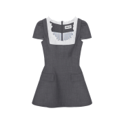 Shushu/Tong Women Scalloped Short Sleeve Dress Grey - 25FW