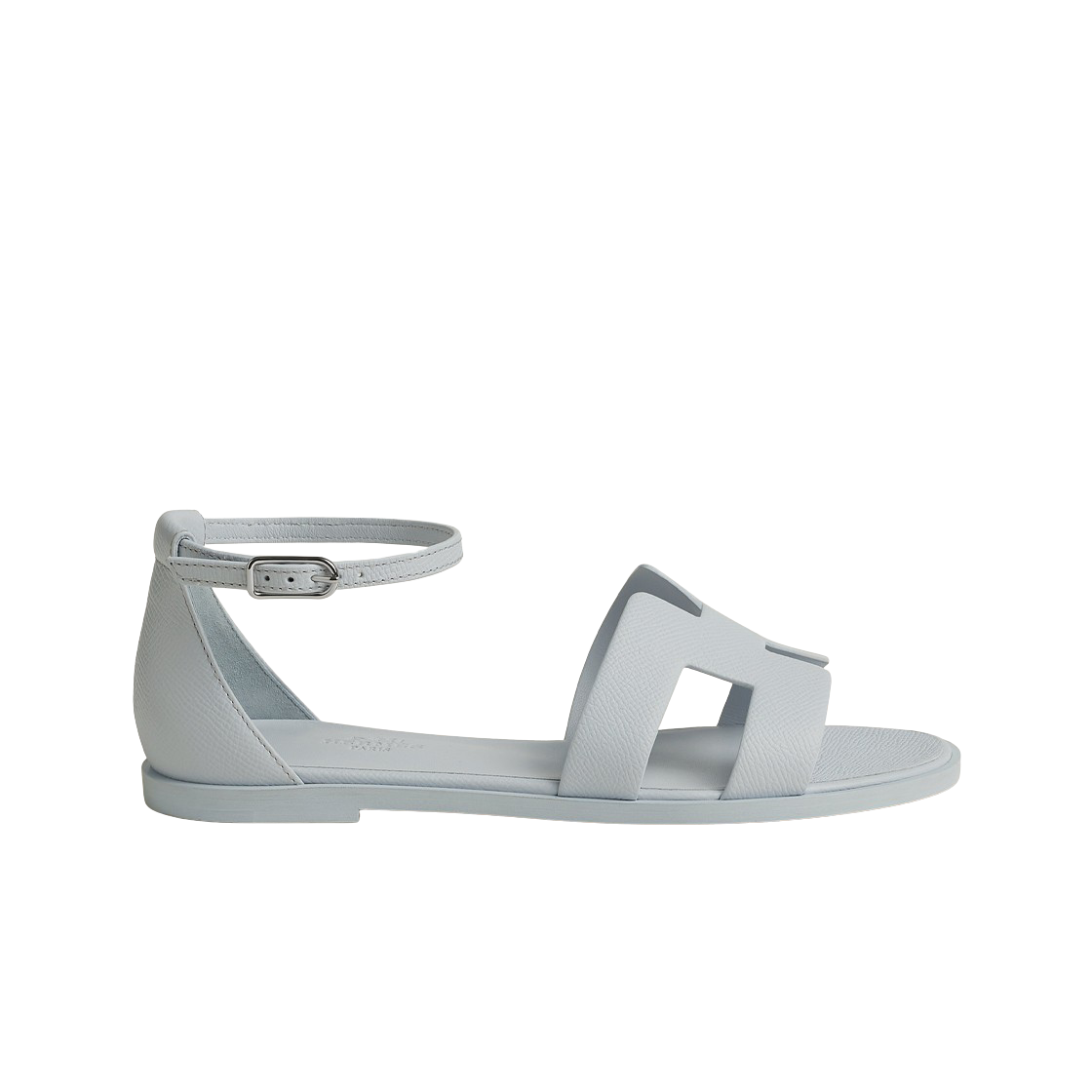 H182138Z18 (W) Hermes Santorini Sandal Epsom & Palladium Bleu Glacier