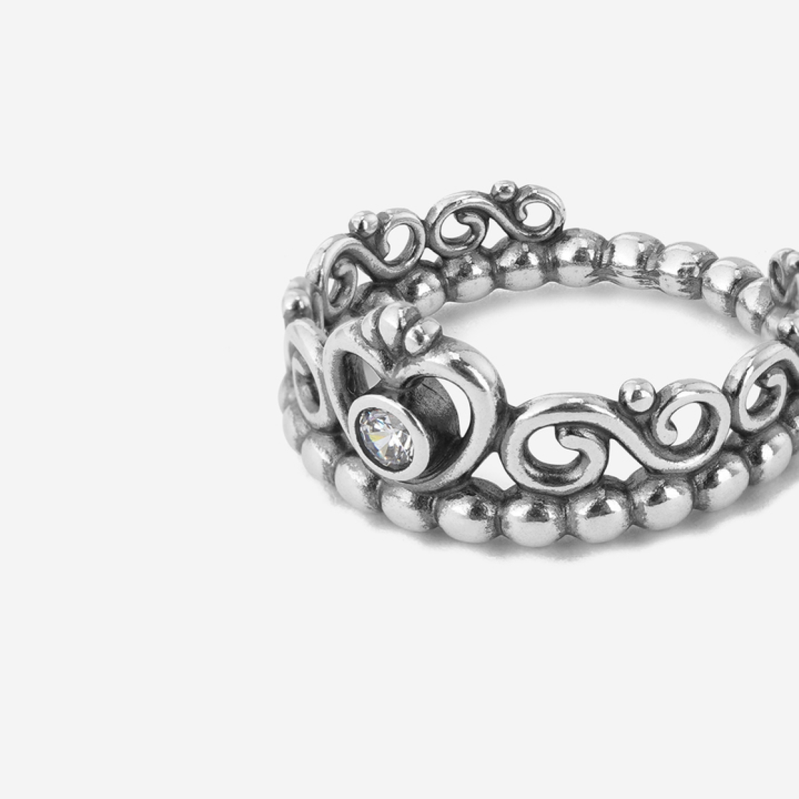 (W) 판도라 프린세스 티아라 크라운 링 스털링 실버 클리어((W) Pandora Princess Tiara Crown Ring Sterling Silver Clear) - 2