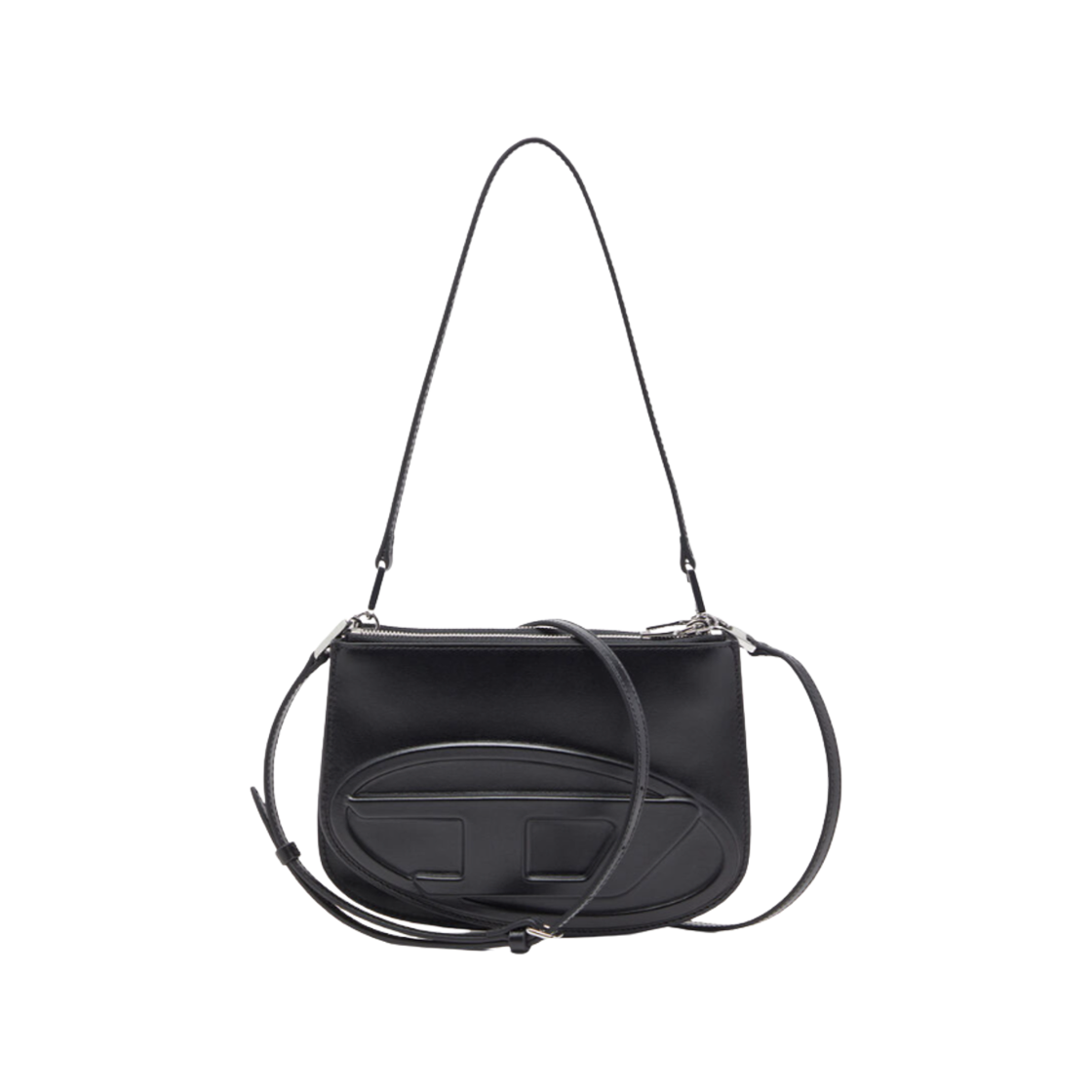 디젤 1DR 트윈-더블-파우치 숄더백 프린티드 레더 블랙(Diesel 1DR Twin-Double-Pouch Shoulder Bag In Printed Leather Black)