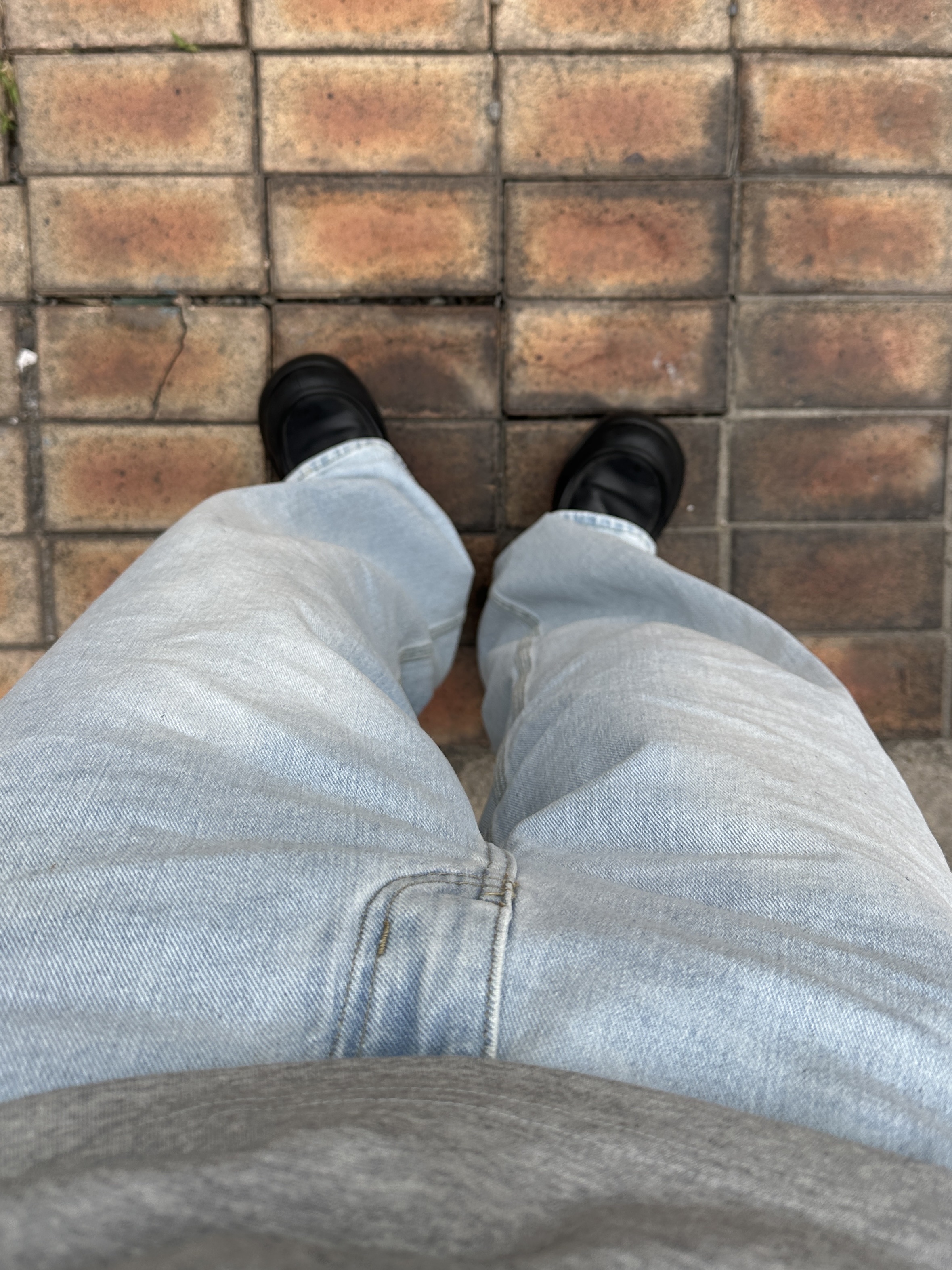 noun Wide Denim Pants Light Blue 착용 스타일 - 4
