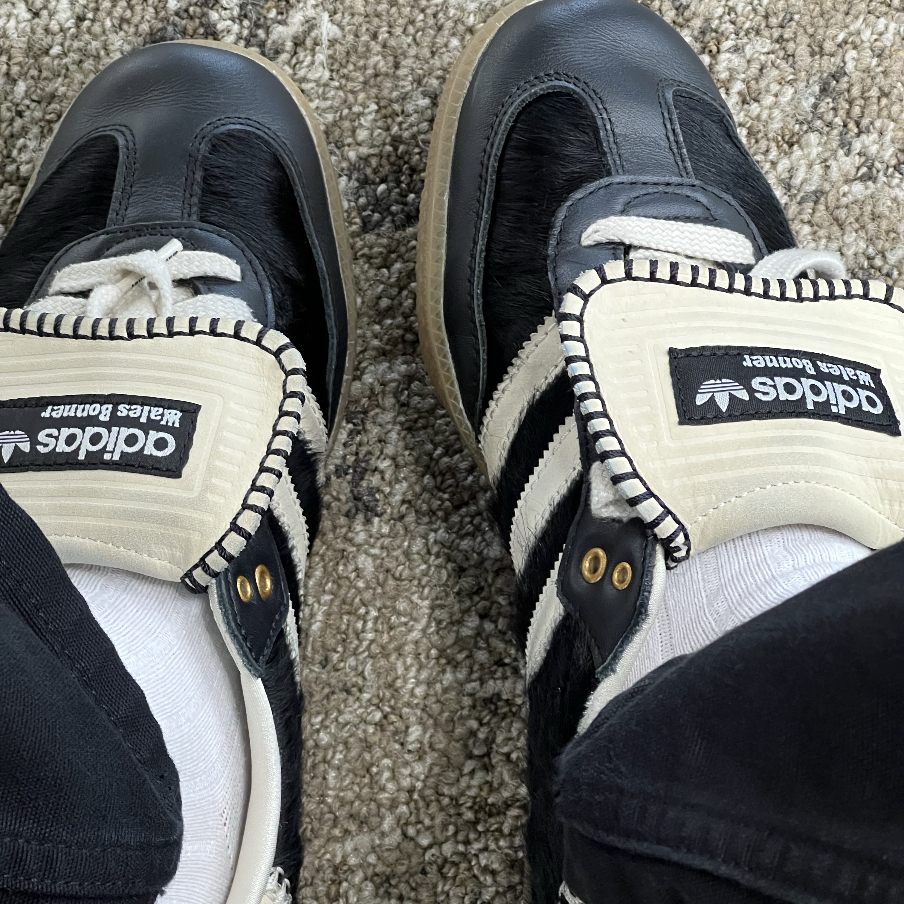 Adidas x Wales Bonner Pony Tonal Samba Core Black Cream White 착용 스타일