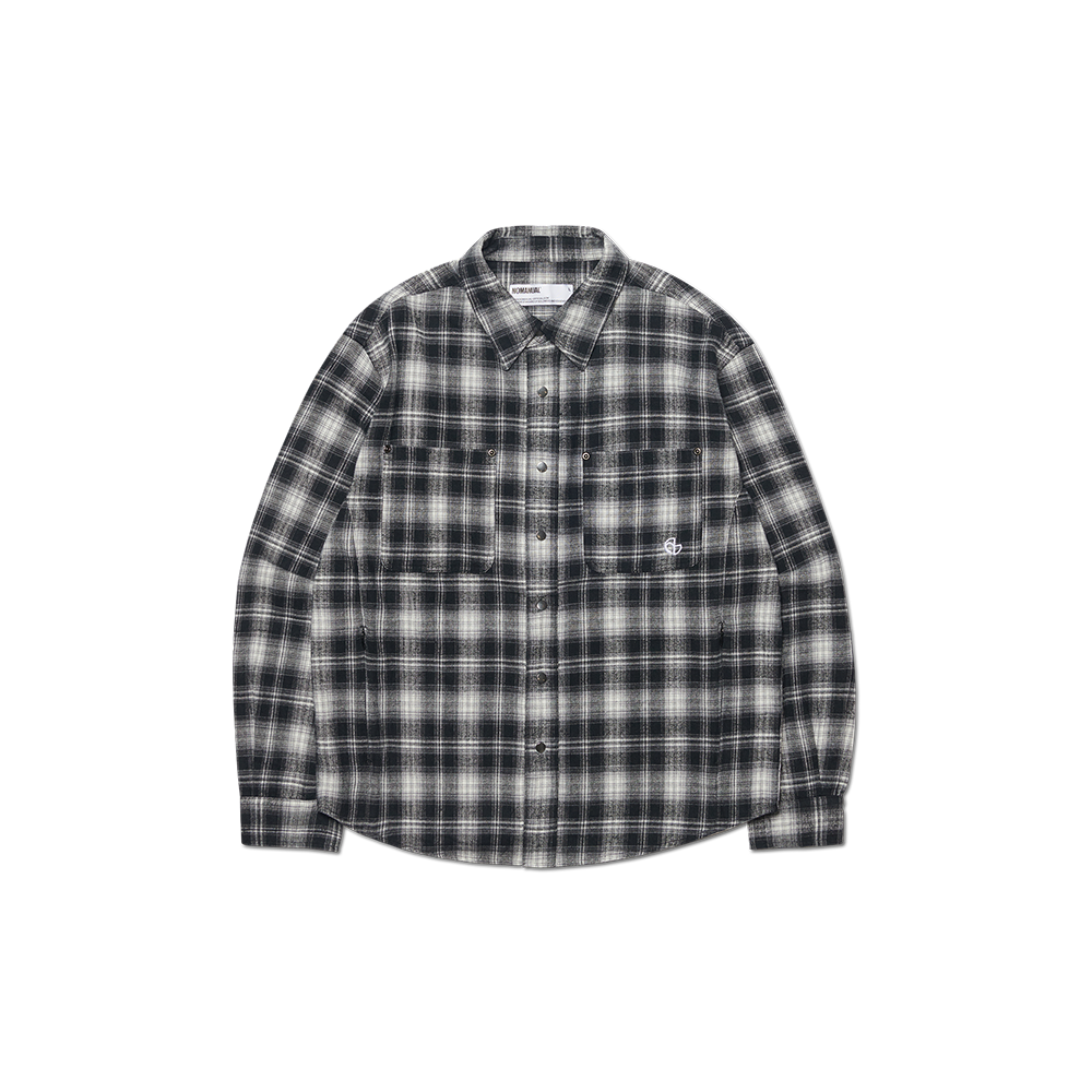 NMWF52JK02BLK NOMANUAL Flannel Check Shirt Jacket Black