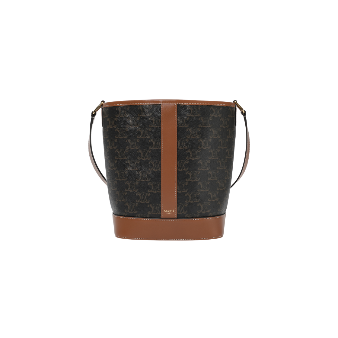 191442CAS-04LU Celine Small Bucket in Triomphe Canvas and Calfskin Tan