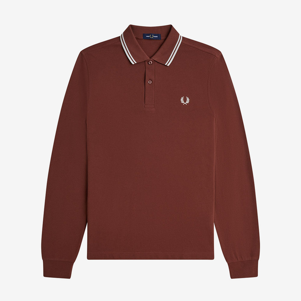 프레드페리 M3636 롱 슬리브 트윈 팁 프레드페리 셔츠 위스키브라운 에크루(Fred Perry M3636 Long Sleeve Twin Tipped FP Shirt Whisky Brown Ecru) - 5