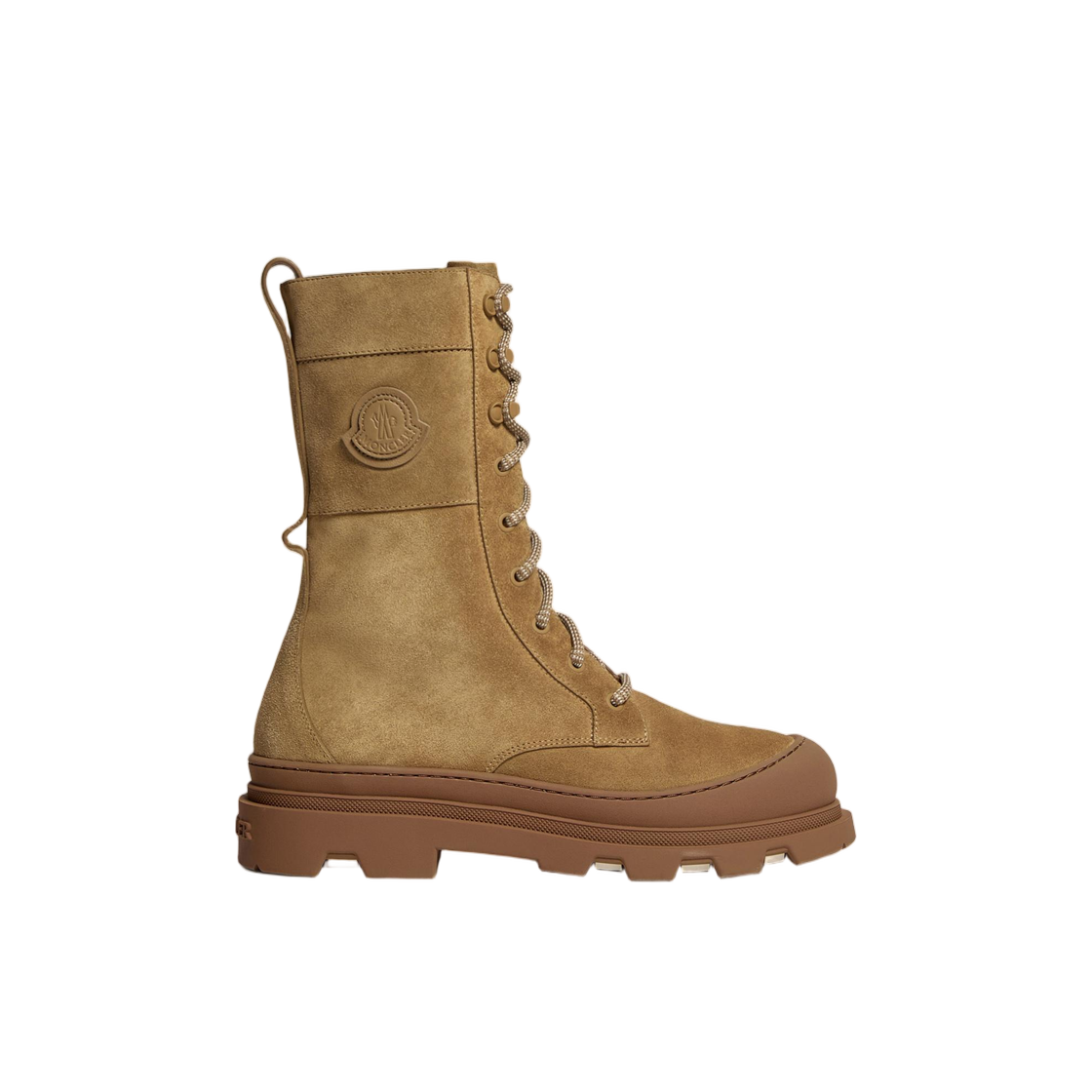 K2-09B-4F00150-M7410-24D (W) Moncler Vera High Suede Lace-Up Boots Camel Beige - 25FW