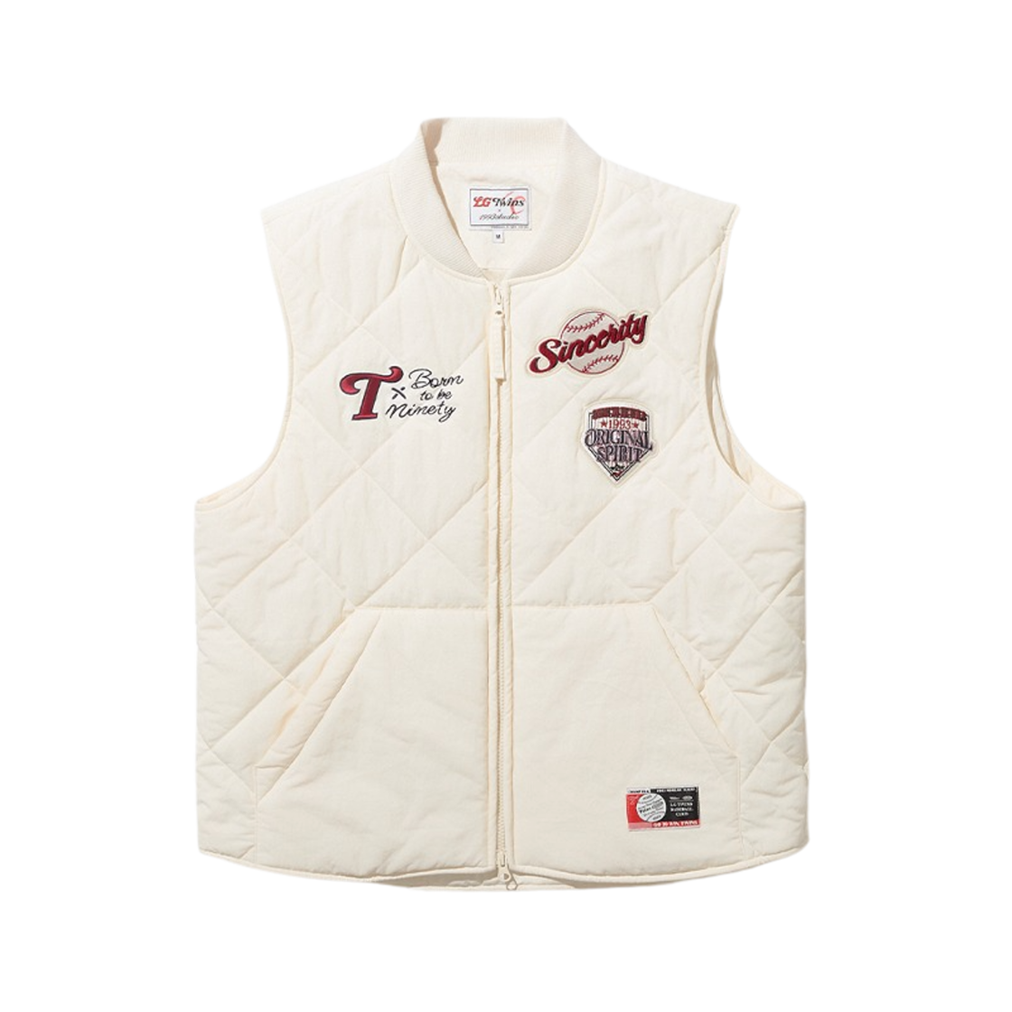 LG 트윈스 x 1993스튜디오 심볼 와펜 패딩 베스트 크림(LG Twins x 1993STUDIO Symbol Wappen Padding Vest Cream)
