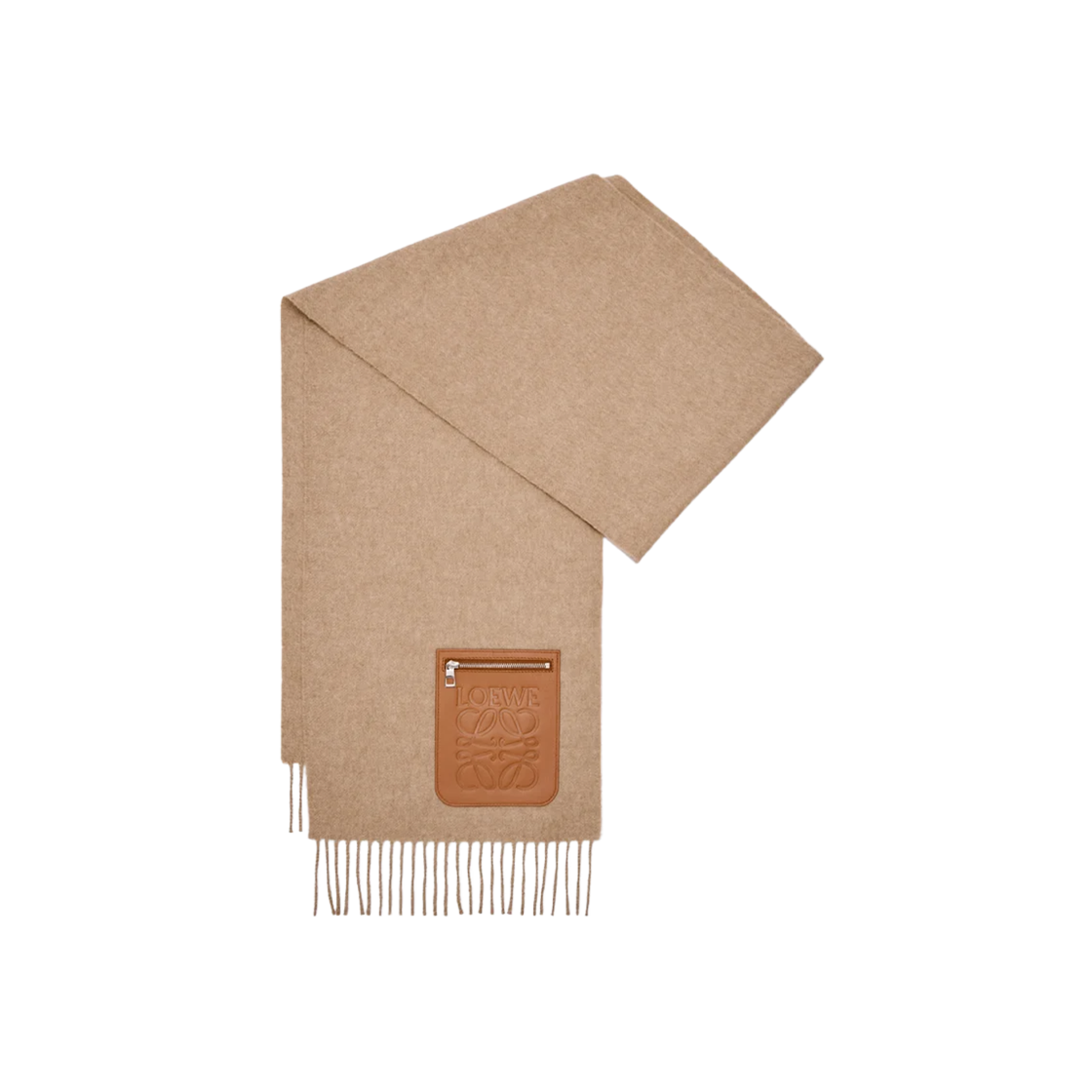 (W) 로에베 울 캐시미어 머플러 베이지((W) Loewe Wool Cashmere Muffler Beige) - 1