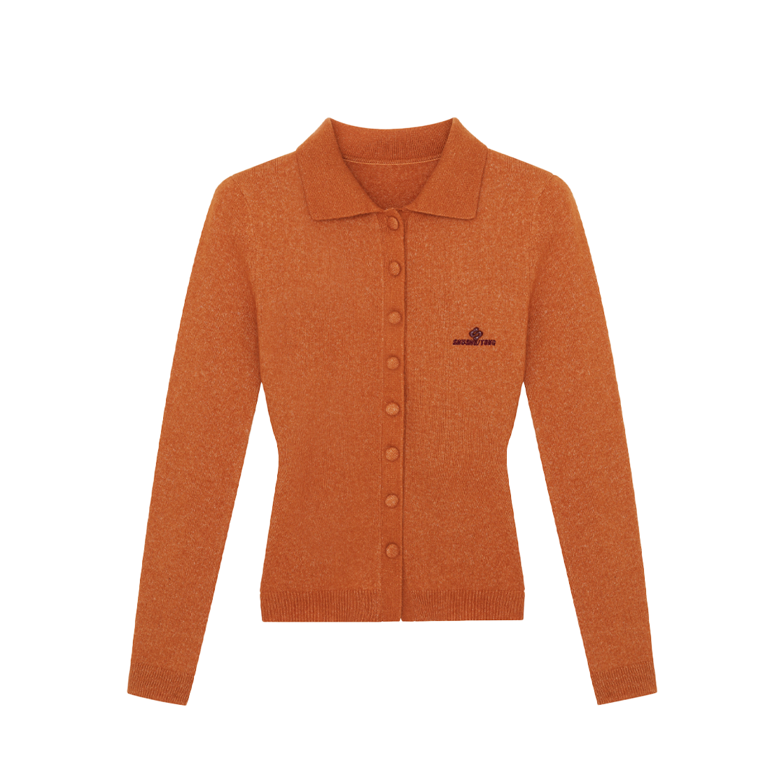 KW5DKNCSH06OG Shushu/Tong Women Lapel Fitted Cardigan Yellow Orange - 25FW