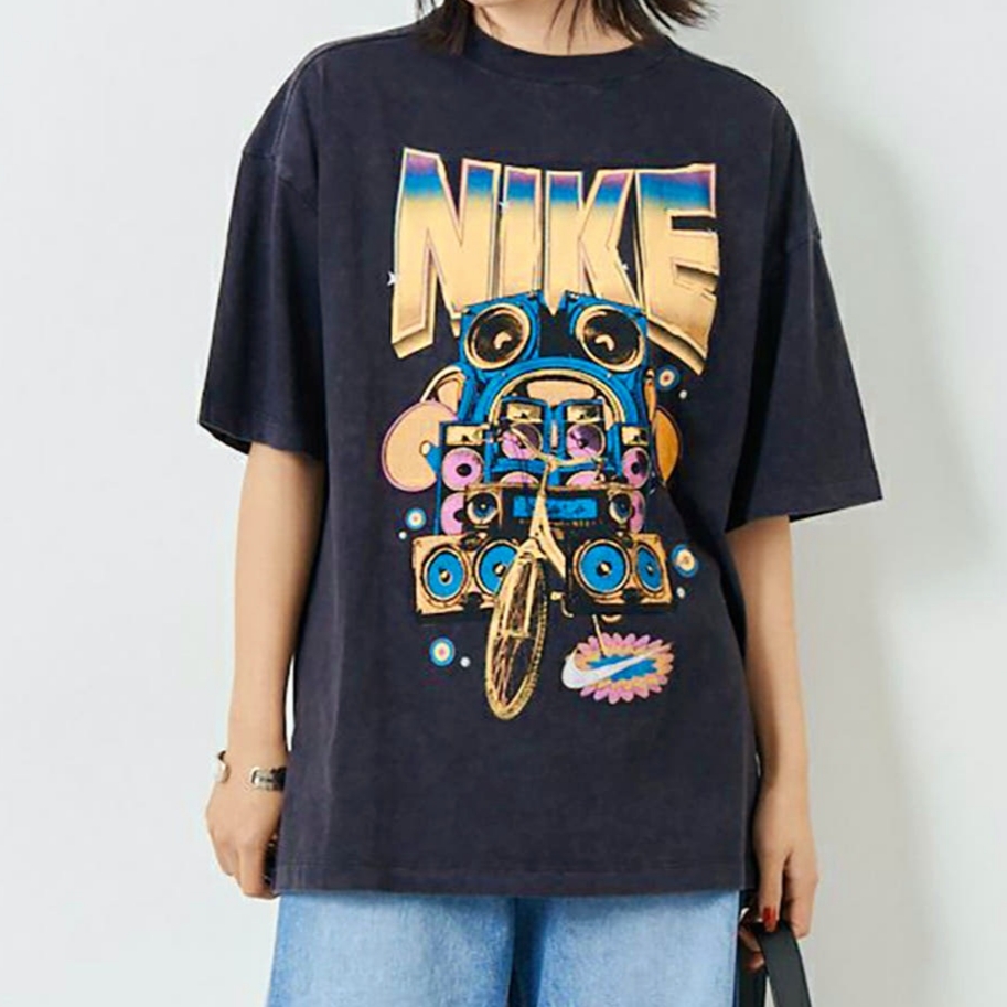 (W) Nike NSW Oversized T-Shirt Black - Asia 착용 스타일