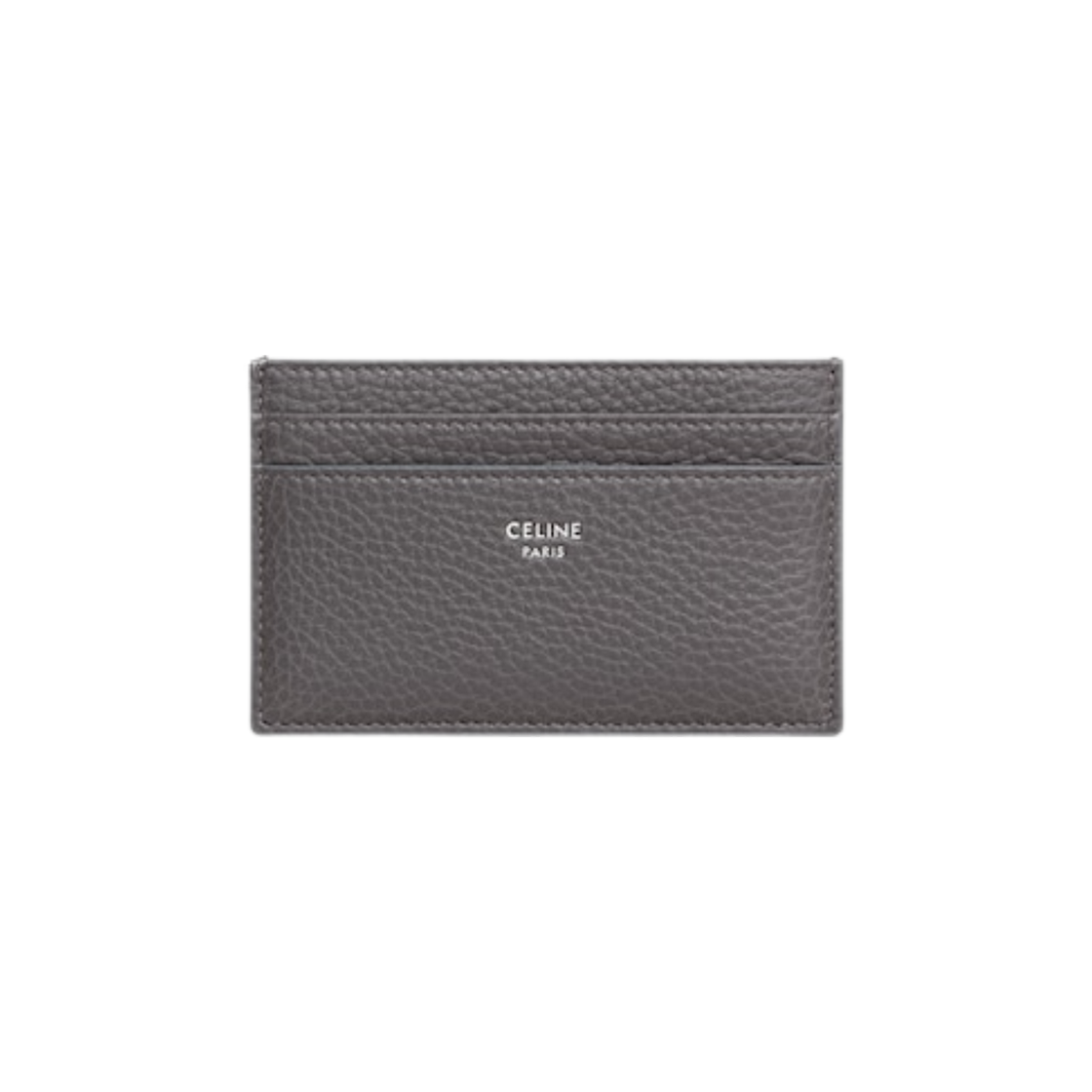 10N763GTH-10DC Celine Medium Card Holder in Grained Calfskin Grey