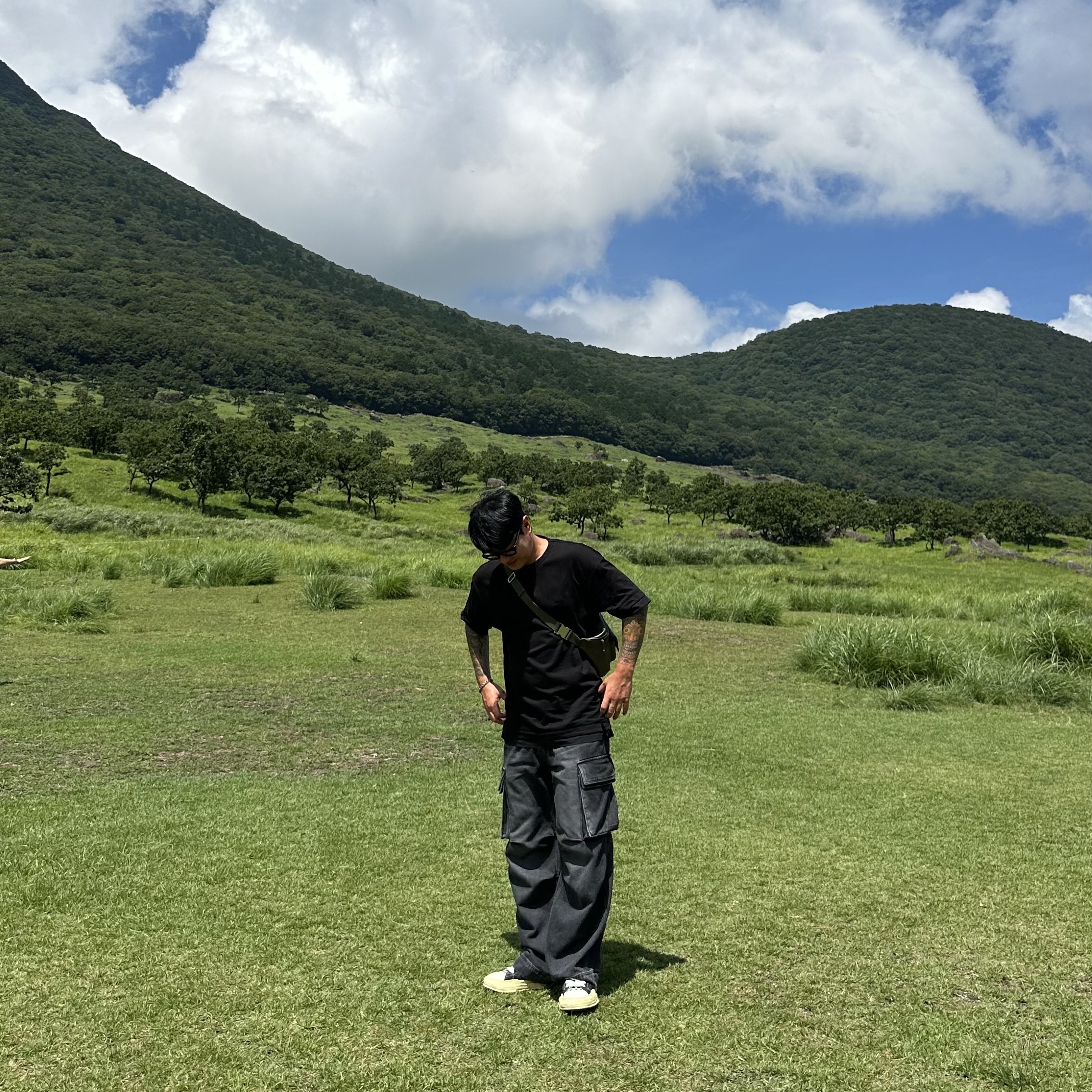 Maison Mihara Yasuhiro Peterson OG Sole OD Print Canvas Low-top Sneakers Black, Chrome Hearts Cuntvoluted Black 착용 스타일 - 1
