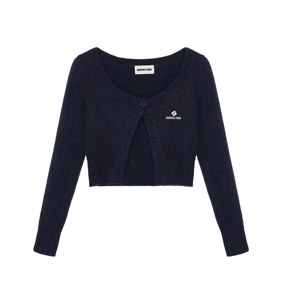 슈슈통 우먼 싱글 버튼 가디건 네이비 블루 - 25FW(Shushu/Tong Women Single Button Cardigan Navy Blue - 25FW)