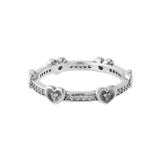 (W) Pandora Radiant Sparkling Hearts Ring Sterling Silver Clear