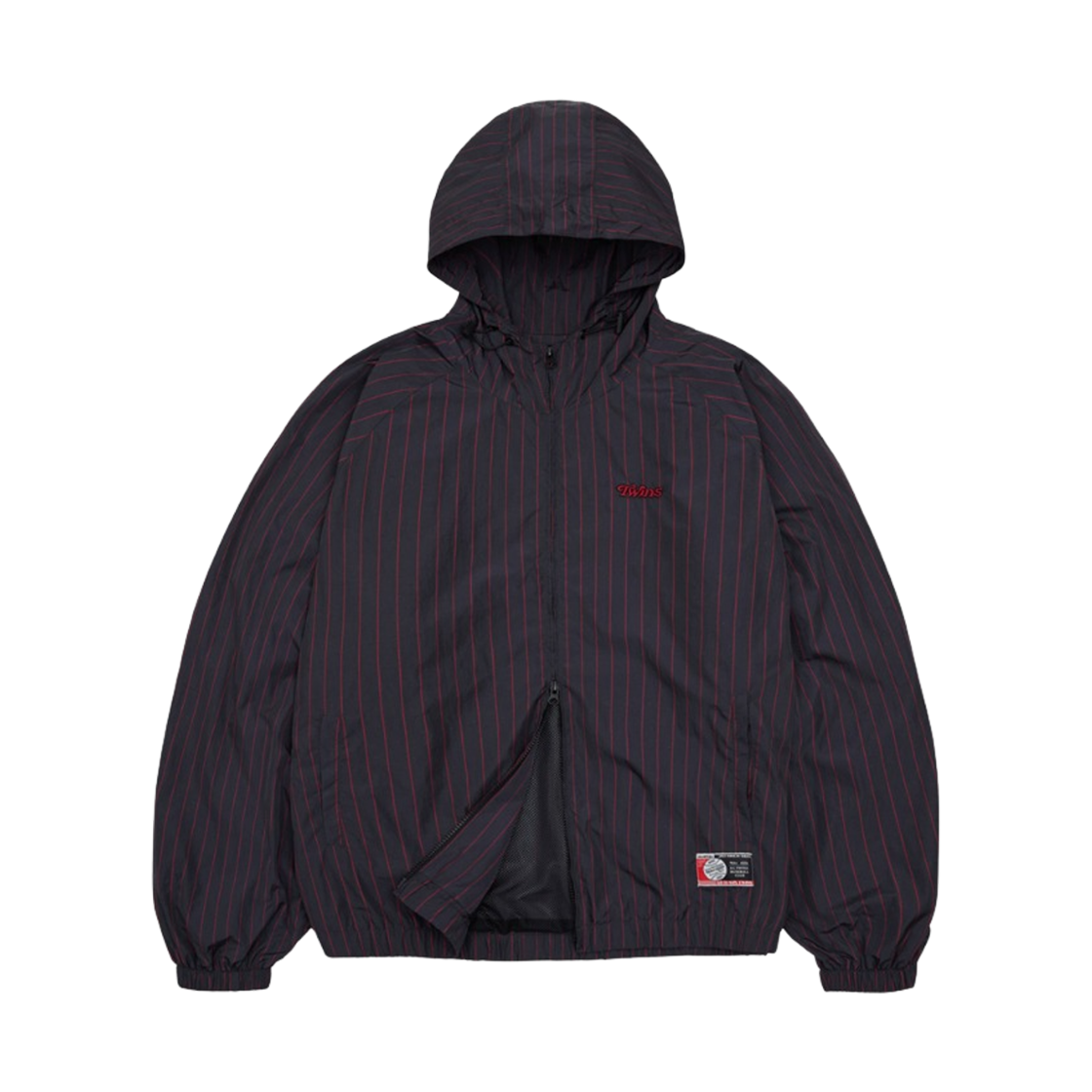 LG 트윈스 x 1993스튜디오 핀 스트라이프 후드 윈드브레이커 블랙(LG Twins x 1993STUDIO Pin Stripe Hoodie Windbreaker Black)