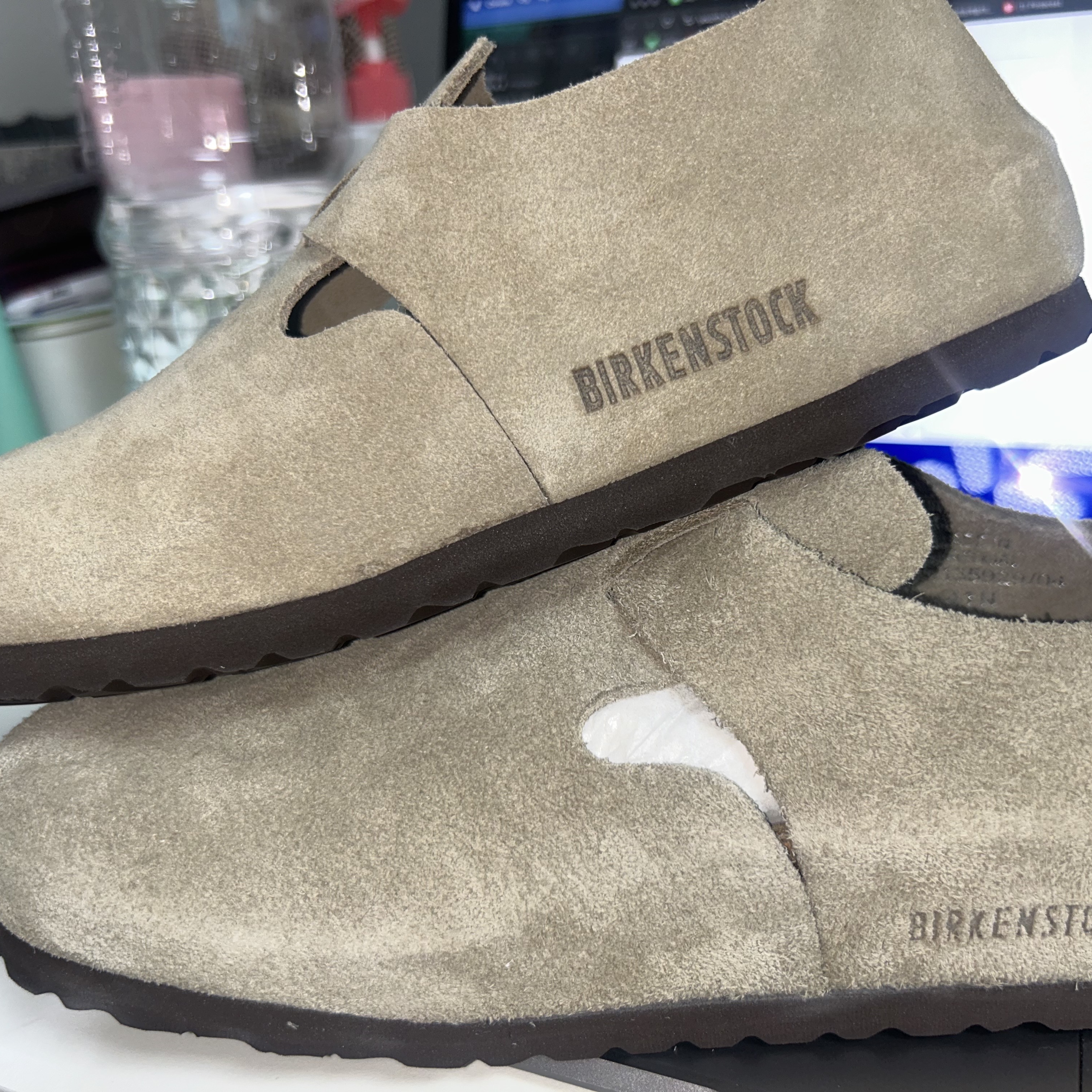 Birkenstock London BS Suede Leather Taupe - Regular 착용 스타일 - 4