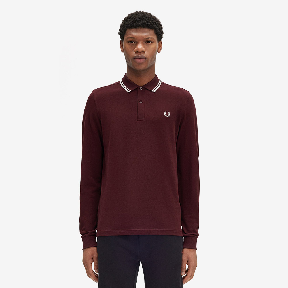프레드페리 M3636 롱 슬리브 트윈 팁 프레드페리 셔츠 옥스블러드 에크루(Fred Perry M3636 Long Sleeve Twin Tipped FP Shirt Oxblood Ecru) - 2