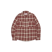 NOMANUAL Flannel Check Shirt Jacket Burgundy