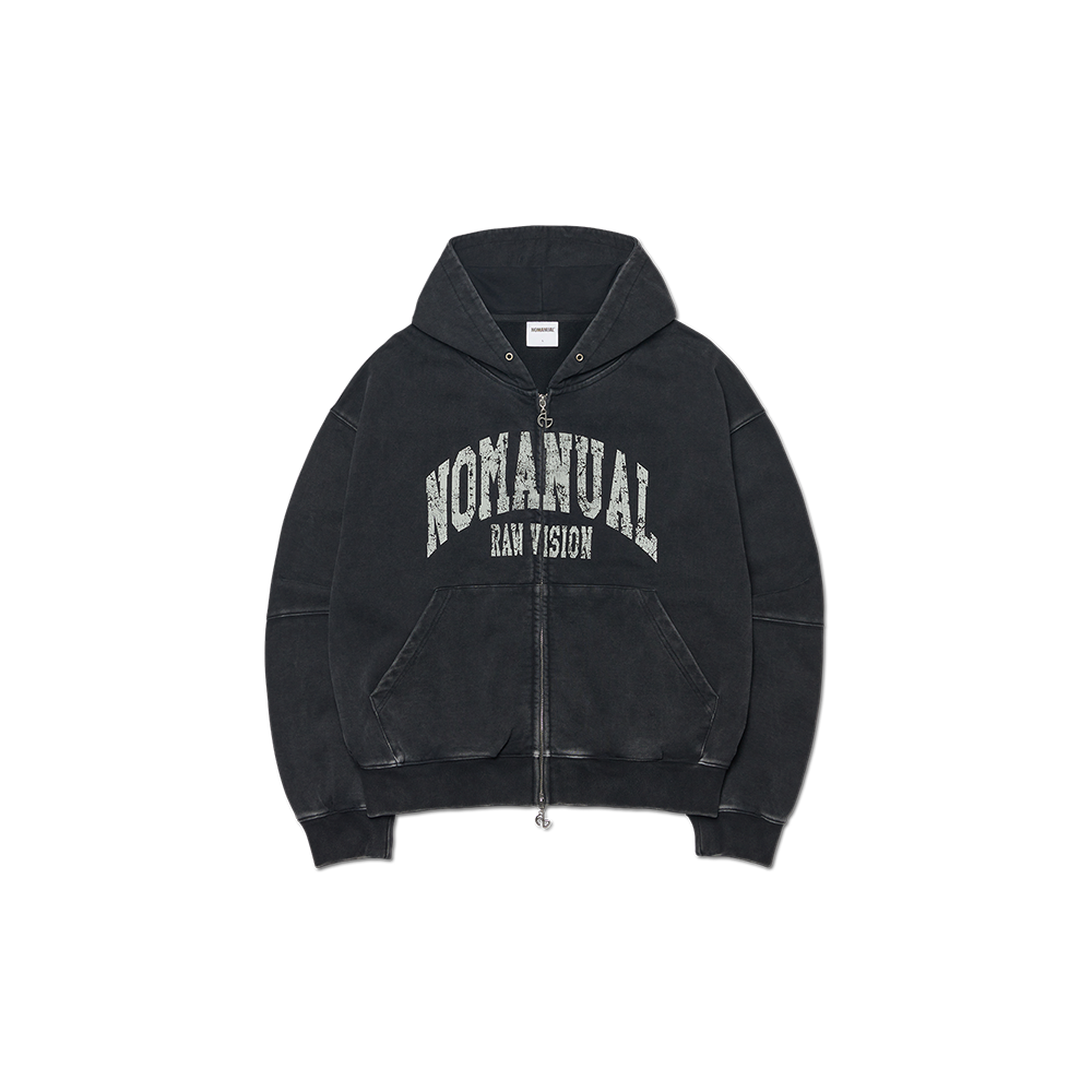 노매뉴얼 C.A 빈티지 후디드 집업 워시드 블랙