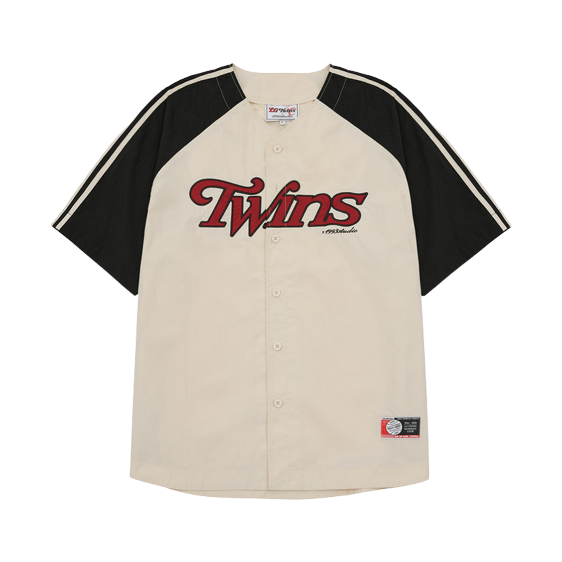 LG 트윈스 x 1993스튜디오 베이스볼 우븐 유니폼 셔츠 블랙 (논 마킹 버전)(LG Twins x 1993STUDIO Baseball Woven Uniform Shirt Black (Non Marking Ver.))