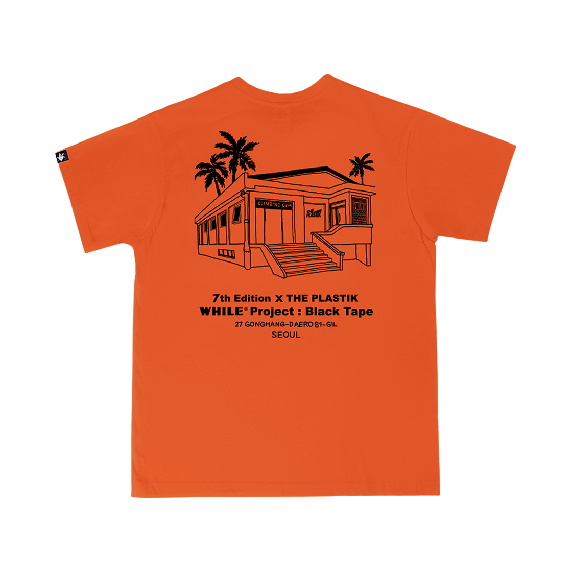 와일 x 더플라스틱 블랙테이프 티셔츠 오렌지(WHILE x THE PLASTIK Black Tape T-shirts Orange)
