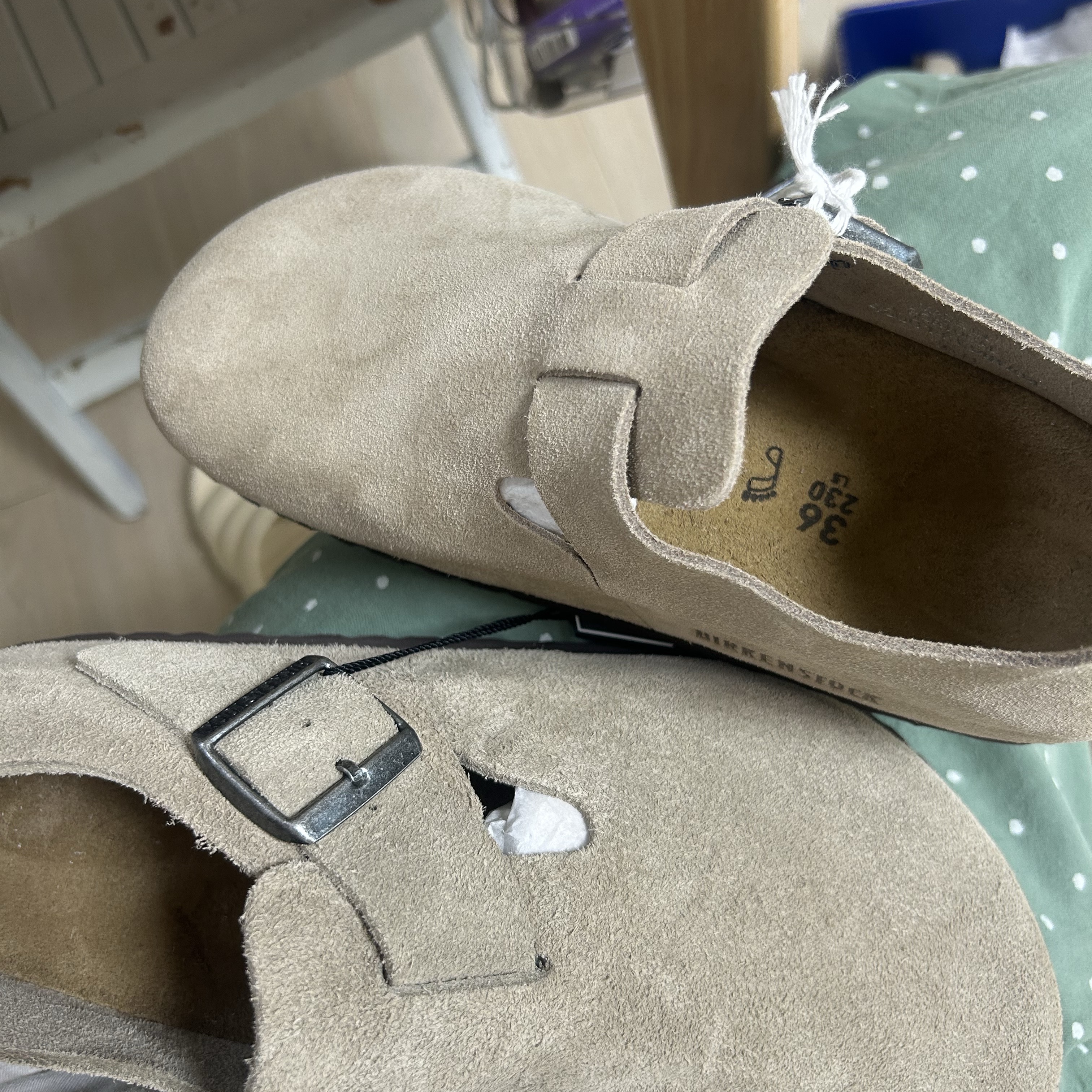 Birkenstock London BS Suede Leather Taupe - Regular 착용 스타일 - 7