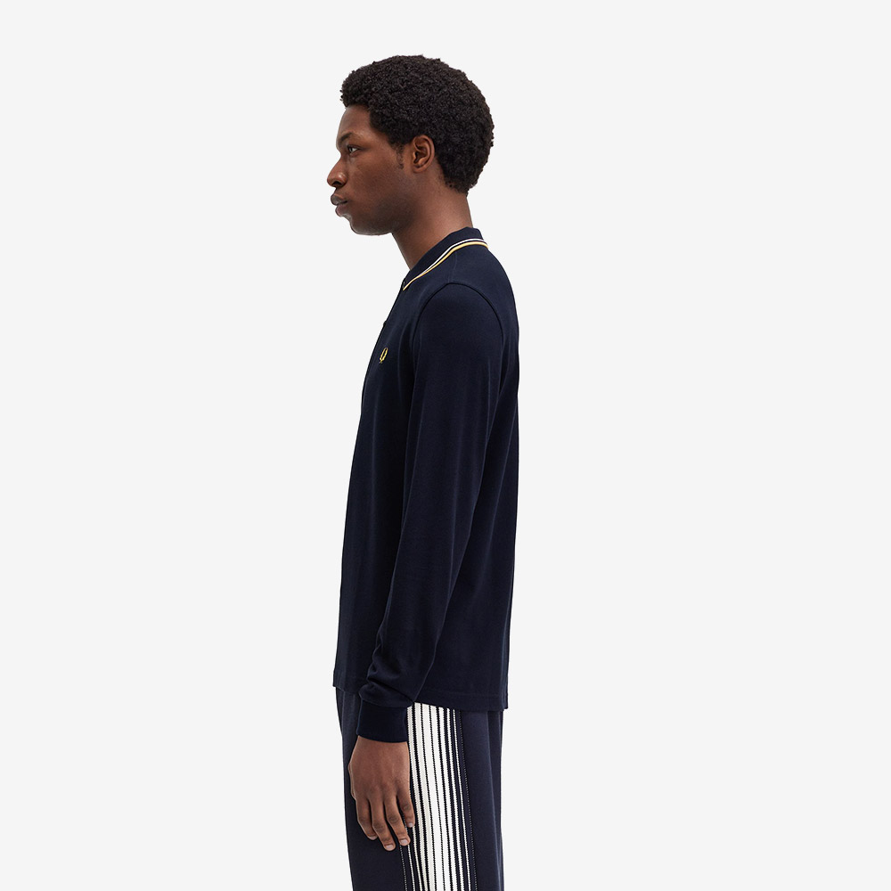 프레드페리 M3636 롱슬리브 트윈 팁 프레드페리 셔츠 네이비 에크루 허니콤(Fred Perry M3636 Long Sleeve Twin Tipped FP Shirt Navy Ecru Honeycomb) - 3