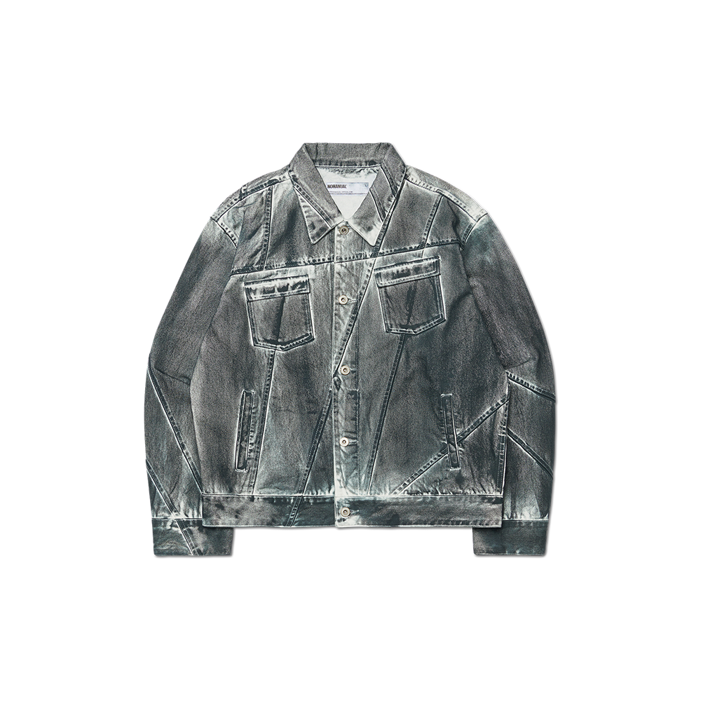 NMWF52JK03SWH NOMANUAL Stained D.L Denim Trucker Jacket Stained White
