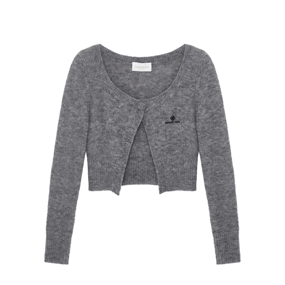슈슈통 우먼 싱글 버튼 가디건 그레이 - 25FW(Shushu/Tong Women Single Button Cardigan Grey - 25FW)