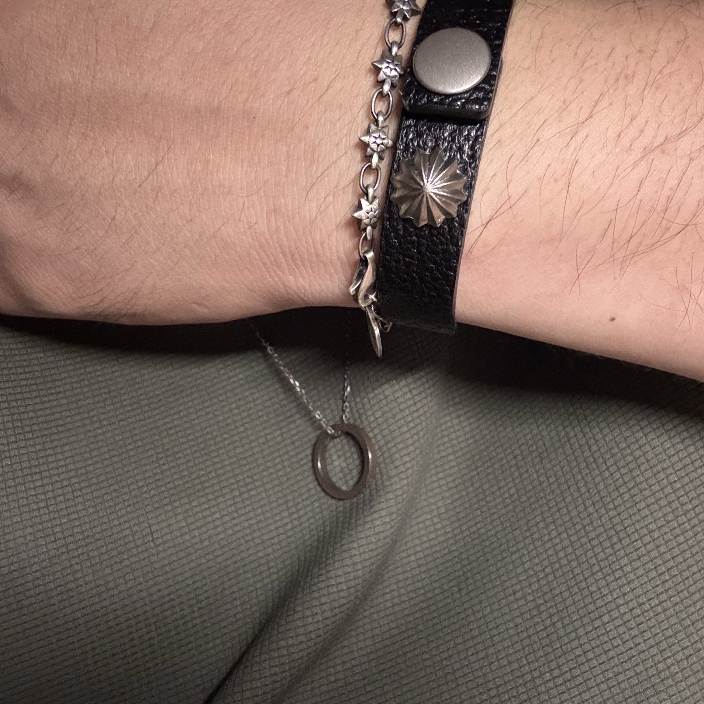 [프리오더] Polyteru 925 Silver Bracelet 002 Hanabi Star Silver, Maison Margiela Logo Ring Necklace Matte Palladium 착용 스타일