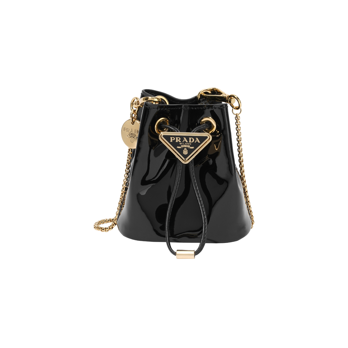 1NR016-069-F03KJ Prada Patent Leather Mini Pouch Black