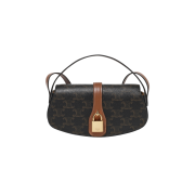 Celine Clutch On Strap Tabou in Triomphe Canvas Calfskin Tan