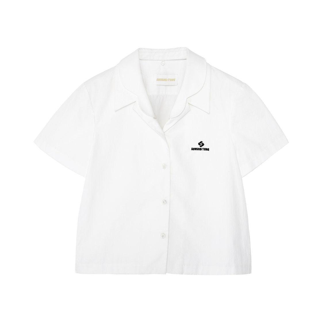 슈슈통 우먼 더블 레이어드 칼라 셔츠 화이트 - 25FW(Shushu/Tong Women Double Layered Collar Shirt White - 25FW)