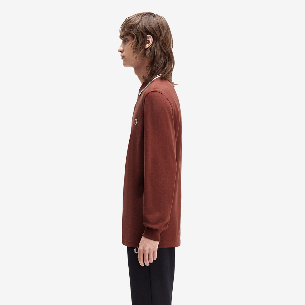 프레드페리 M3636 롱 슬리브 트윈 팁 프레드페리 셔츠 위스키브라운 에크루(Fred Perry M3636 Long Sleeve Twin Tipped FP Shirt Whisky Brown Ecru) - 3