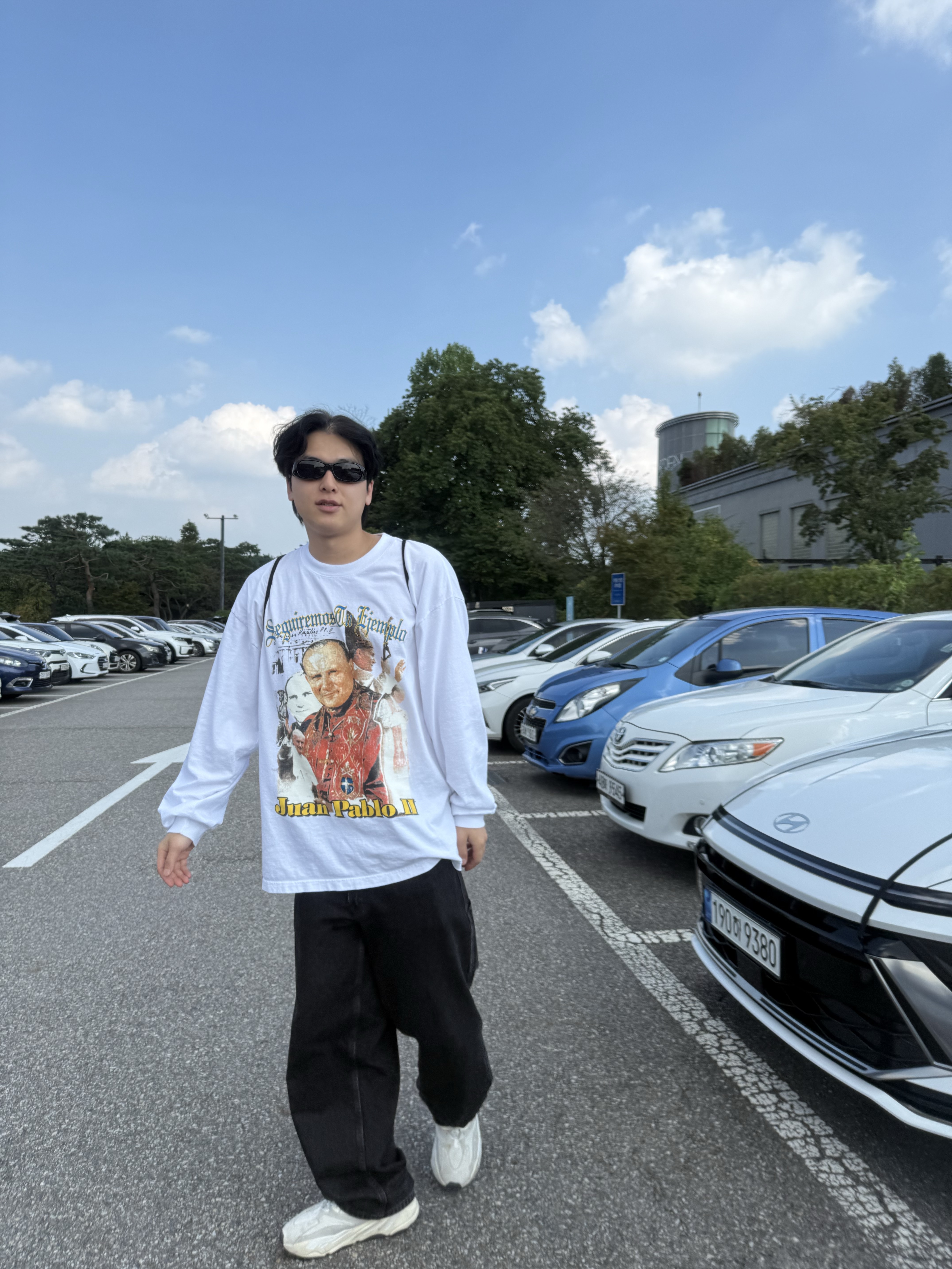 Levi's Silvertab Baggy Carpenter Jeans Black, (W) Asics Gel-1130 White Midnight 착용 스타일 - 7