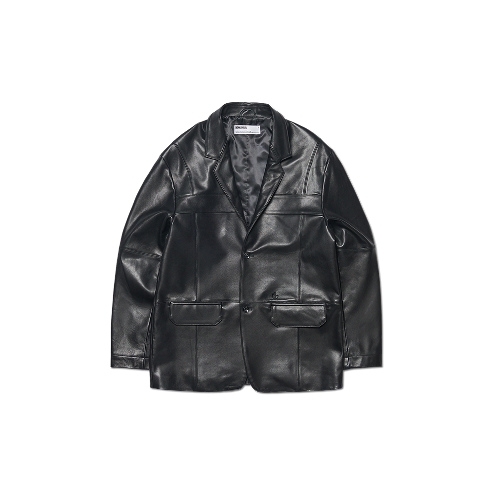 노매뉴얼 NM 레더 블레이저 블랙