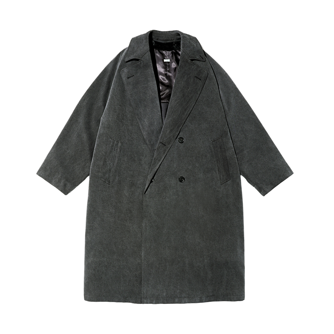 아프레쎄 맥시 렝스 워시드 실크 트렌치 코트 차콜 - 25FW(A.Presse Maxi Length Washed Silk Trench Coat Charcoal - 25FW) - 1