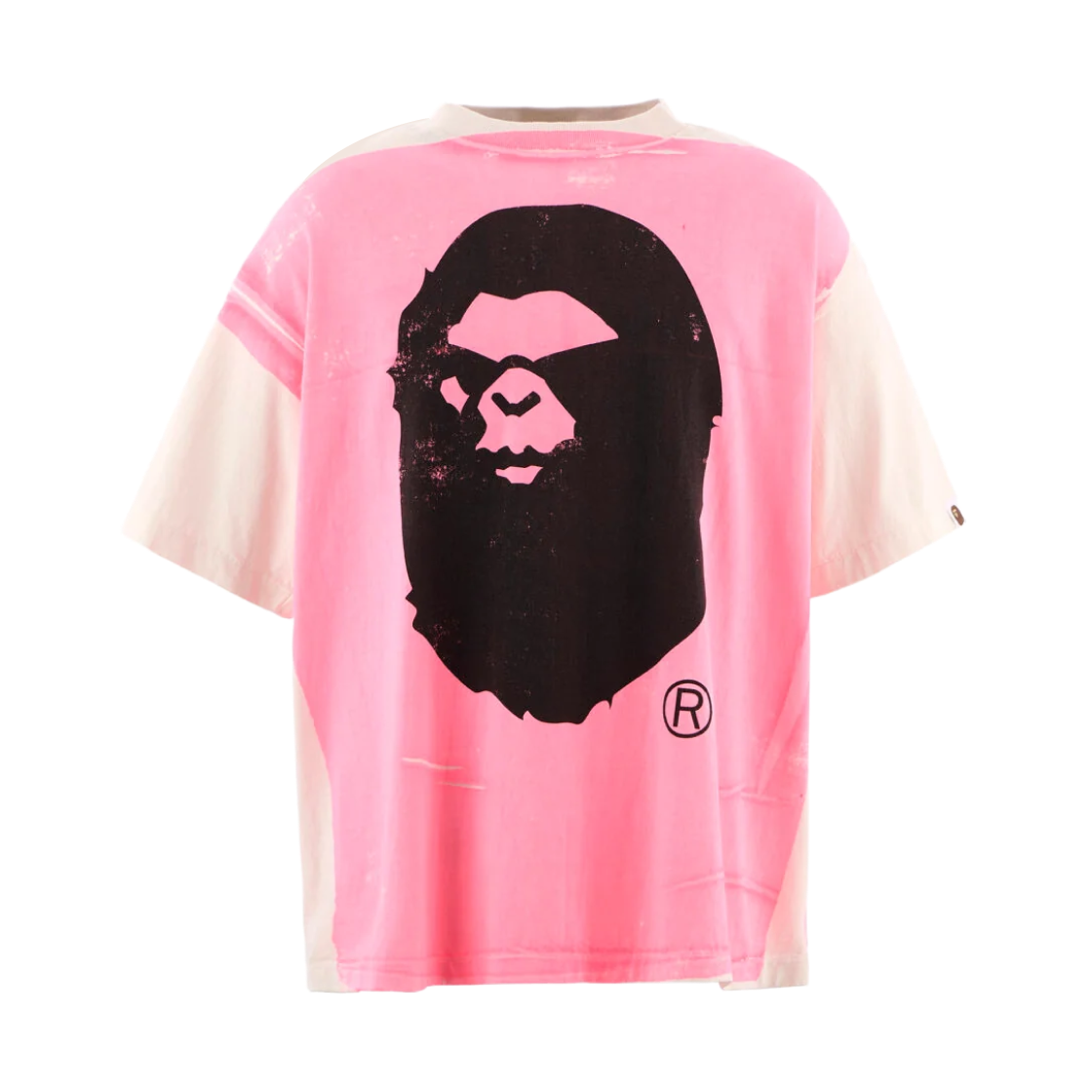 세인트 마이클 x 베이프 핸드 프린트 숏슬리브 티셔츠 화이트 핑크 - 25AW(Saint Mxxxxxx x BAPE Hand Print S/S T-Shirt White Pink - 25AW) - 1