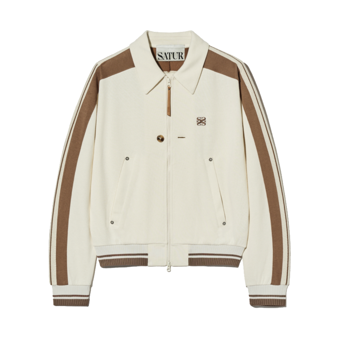 SA251MTJ03CR SATUR Lawton Collar Track Zip Up Jacket Resort Cream