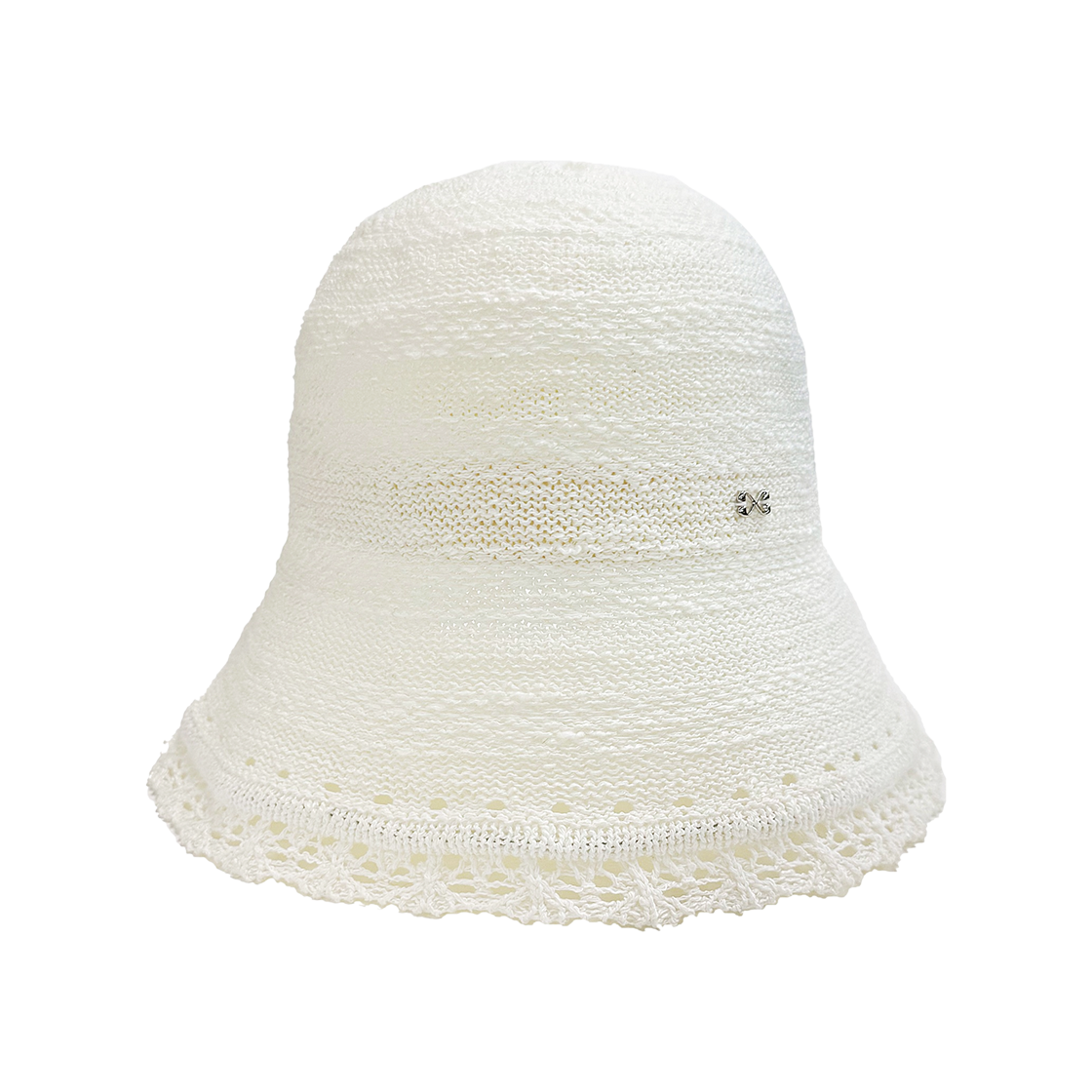 L251MCP020 lovememonster Lace Brim Bucket Hat White