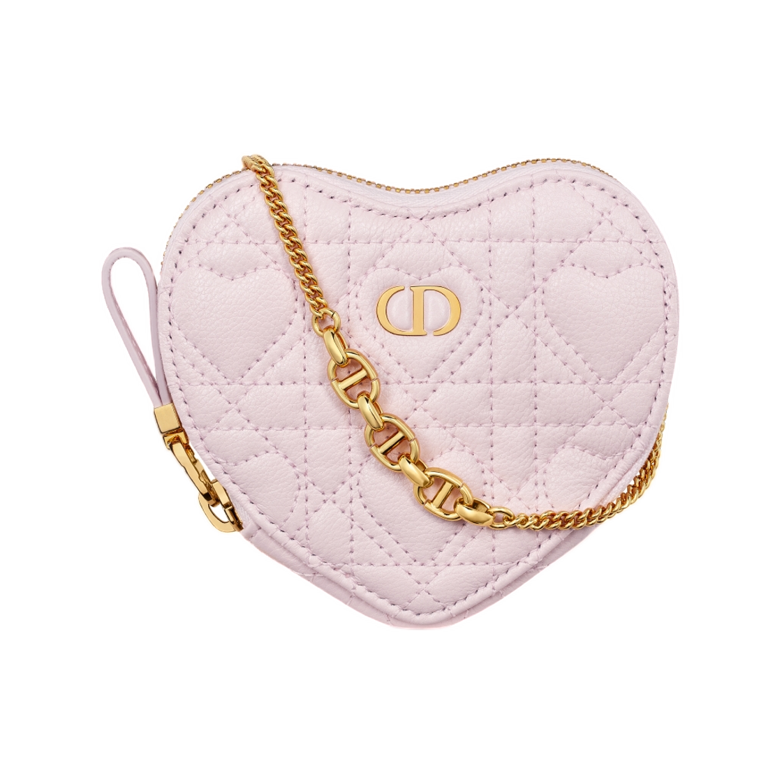 S5097UNID-M02N Dior Amour Dior Caro Chain Heart Pouch Heart Cannage Calfskin Pale Pink