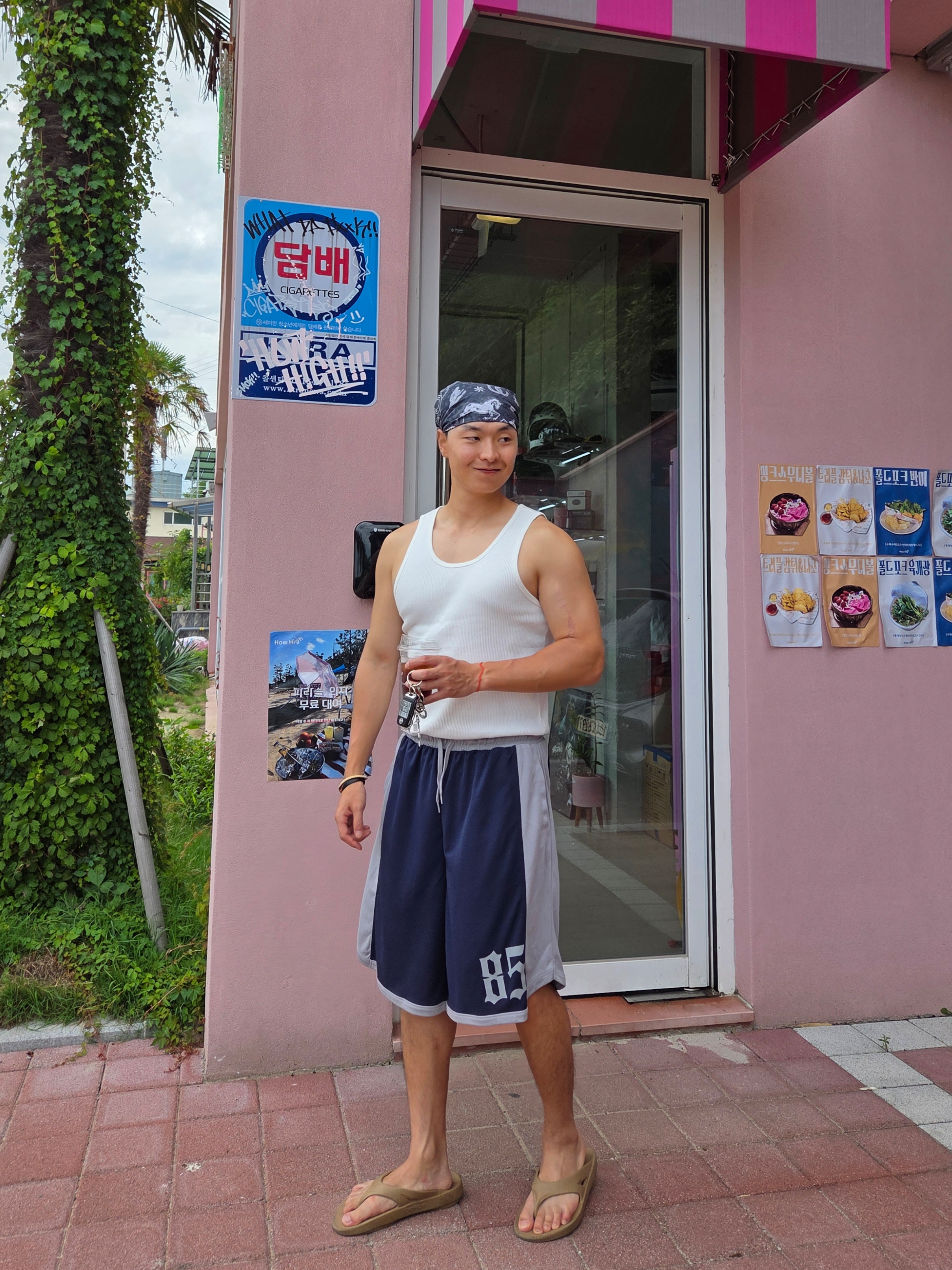 HDEX Victory Mesh Basketball Shorts Navy, Thevinylhouse Tvh Western Pattern Bandana Navy 착용 스타일 - 2