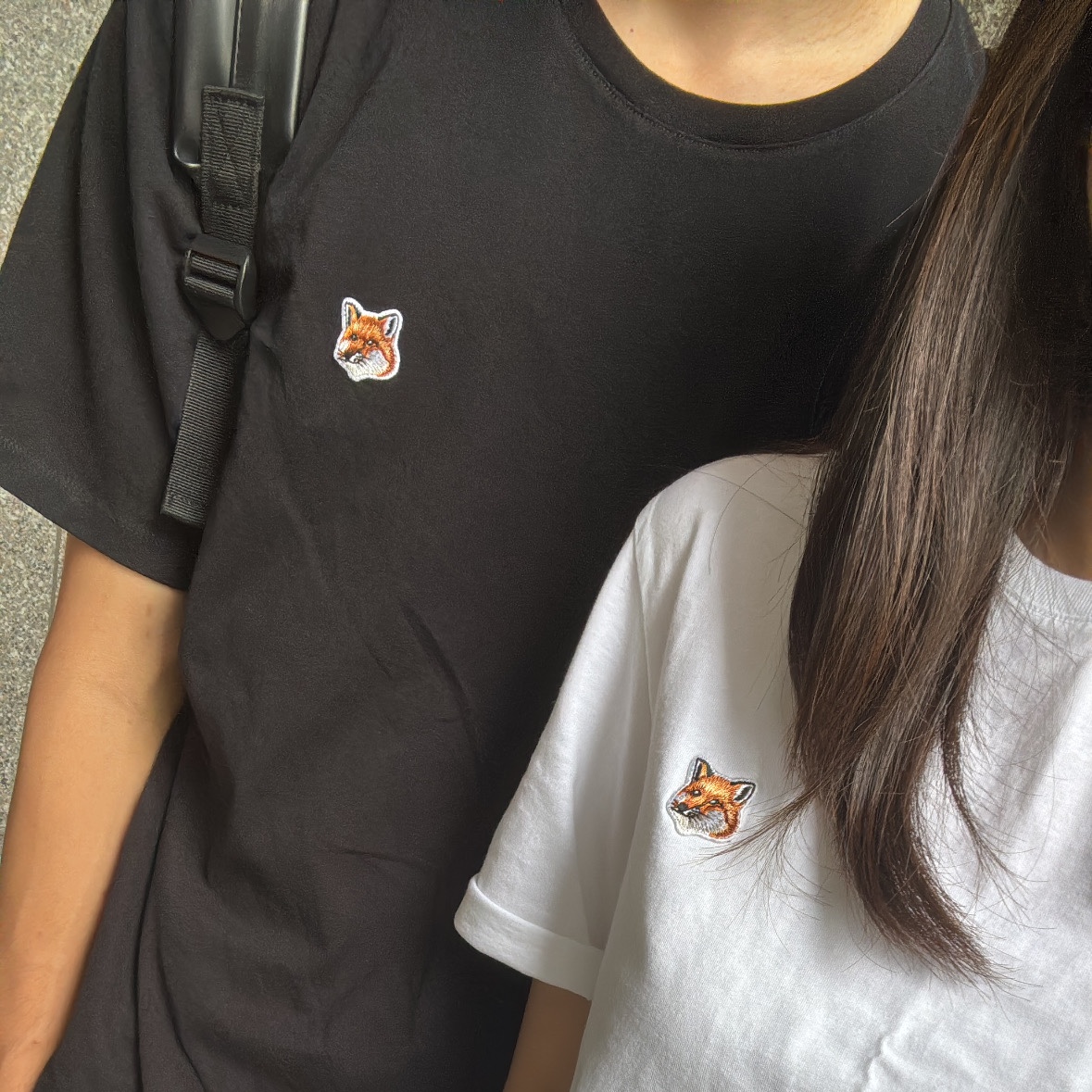 Maison Kitsune Fox Head Patch Regular T-Shirt White 착용 스타일