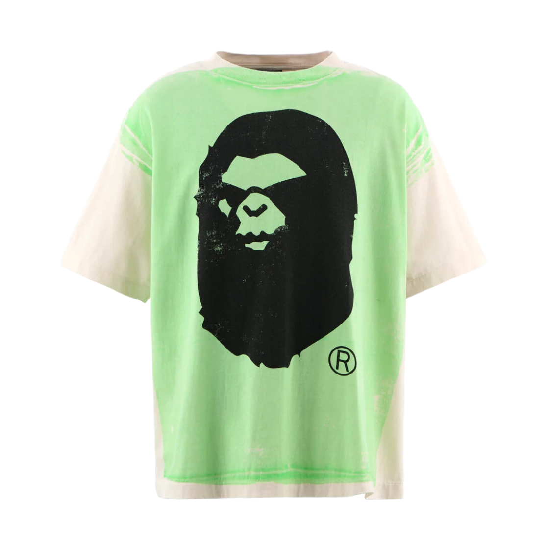 HR1-0000-C34 Saint Mxxxxxx x BAPE Hand Print S/S T-Shirt White Green - 25AW