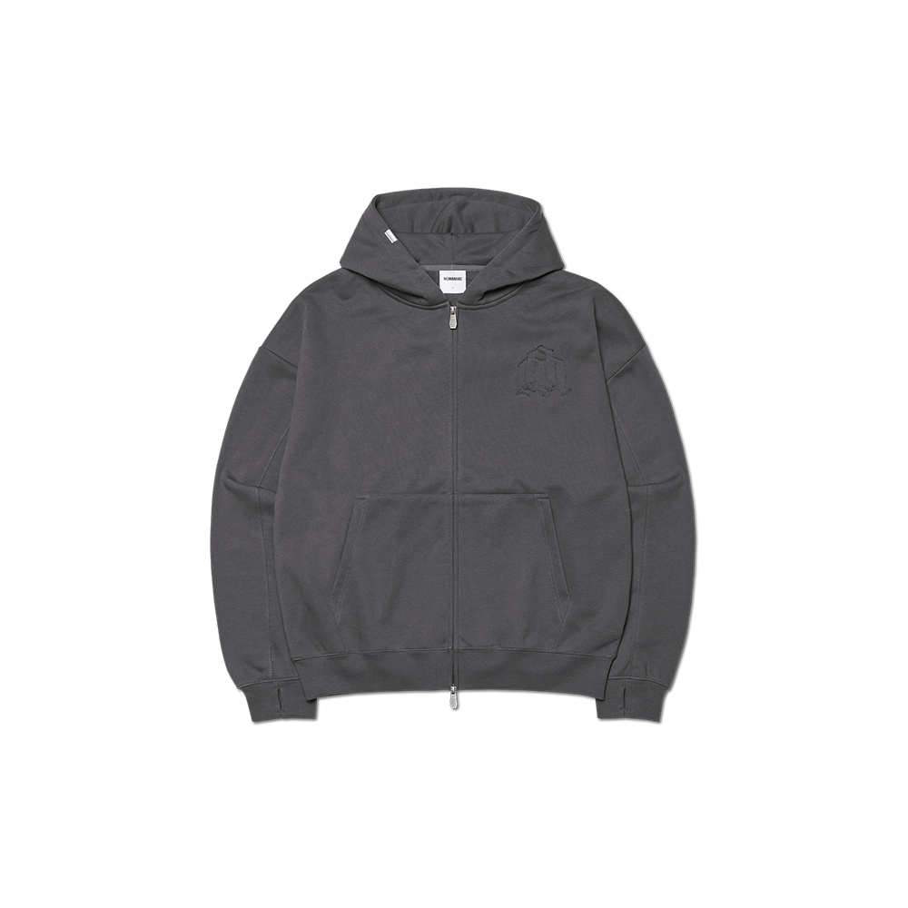 노매뉴얼 오버레이 로고 후디드 집업 차콜
