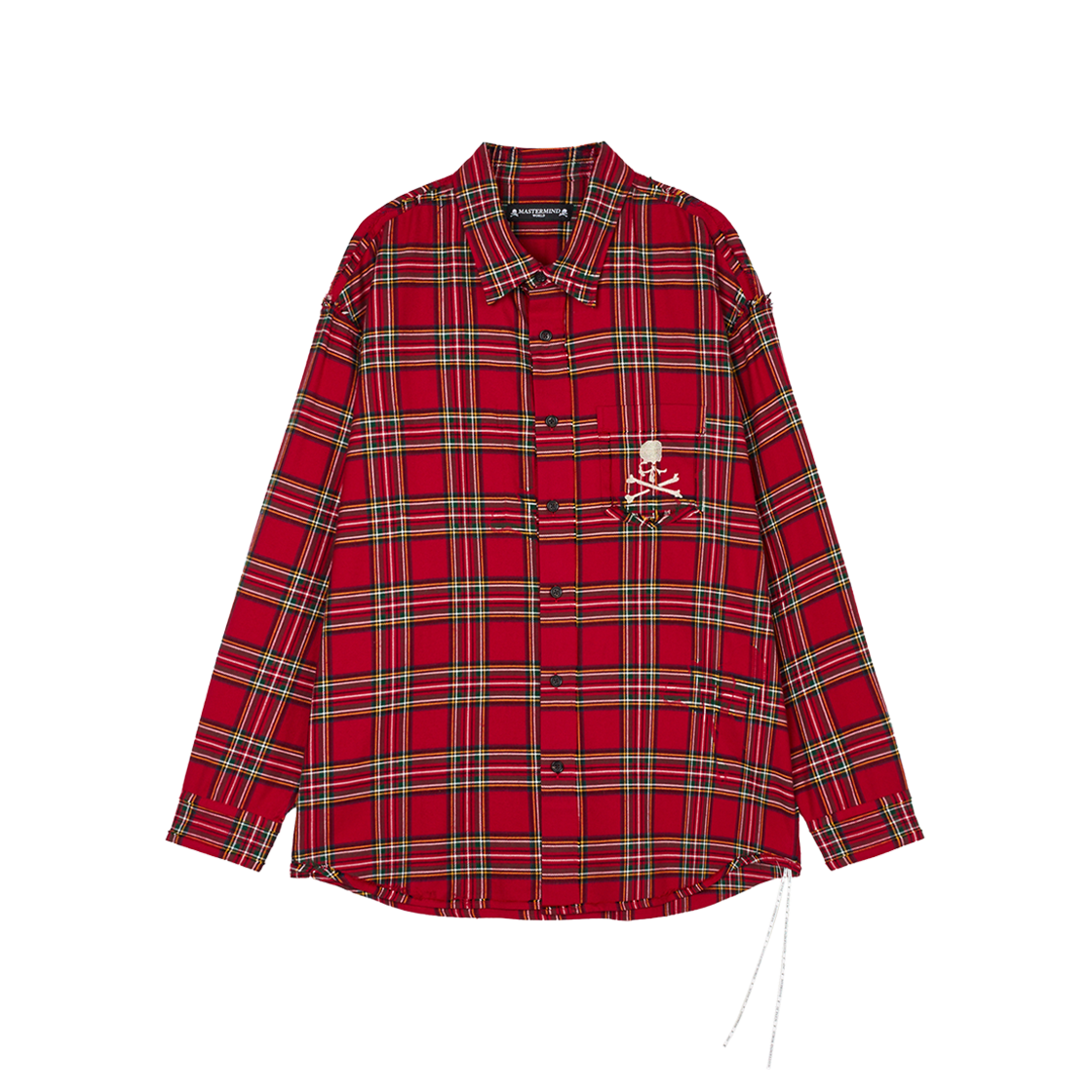 마스터마인드 월드 리버시블 로우 엣지 플레이드 셔츠 레드 - 25FW(Mastermind World Reversible Raw Edge Plaid Shirt Red - 25FW)
