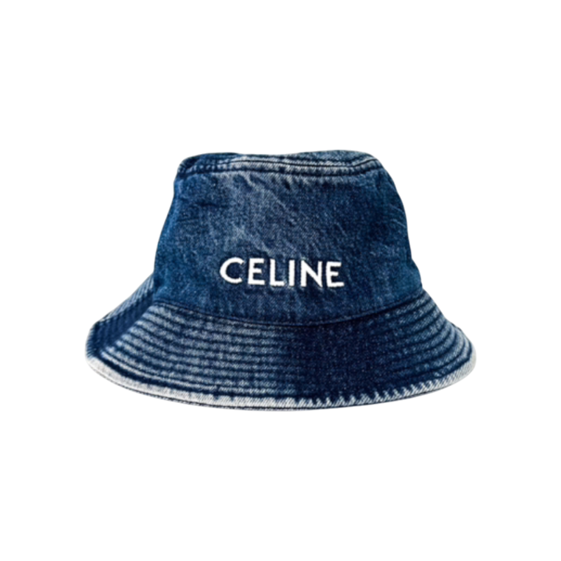 ITLWADLKG6L3 Celine Womens Union Wash Denim Cotton Bucket Hat Blue
